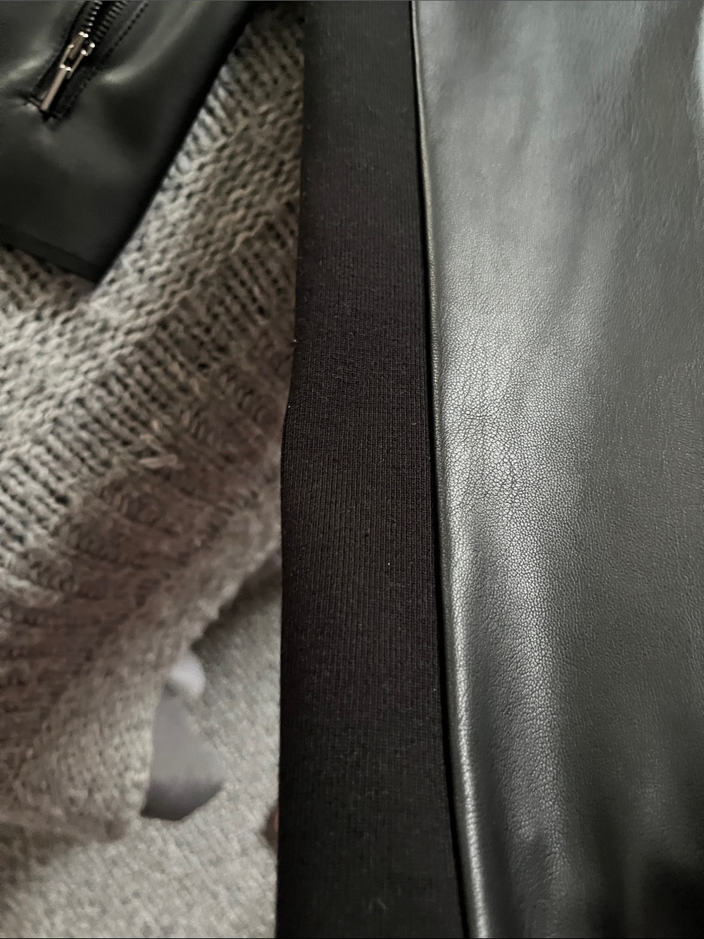Bar III Black Faux Leather Draped Open-Front Jacket - Picture 5 of 6